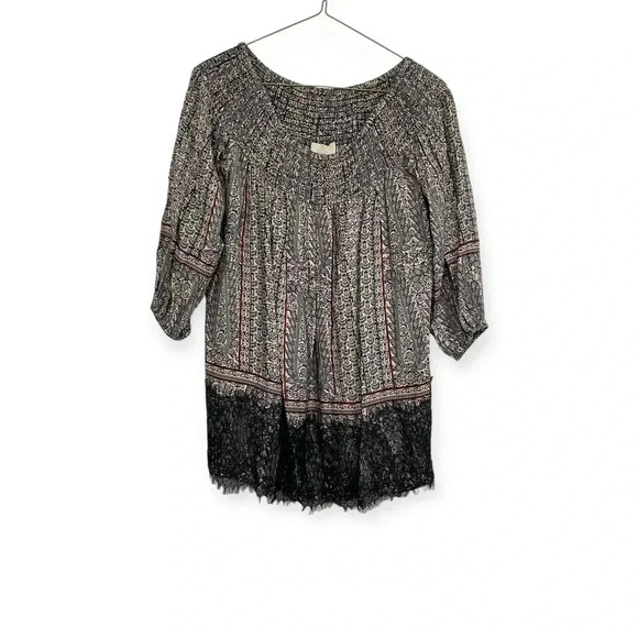 Anthropologie Vanessa Virginia Augusta Blouse Brown Motif XS - Picture 2 of 8